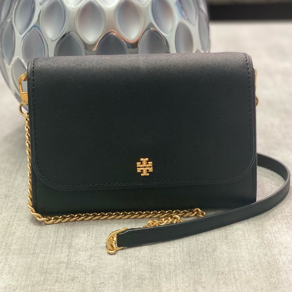 Tory Burch Emerson Chain Crossbody Wallet On Chain Black - Picture 2 of 12